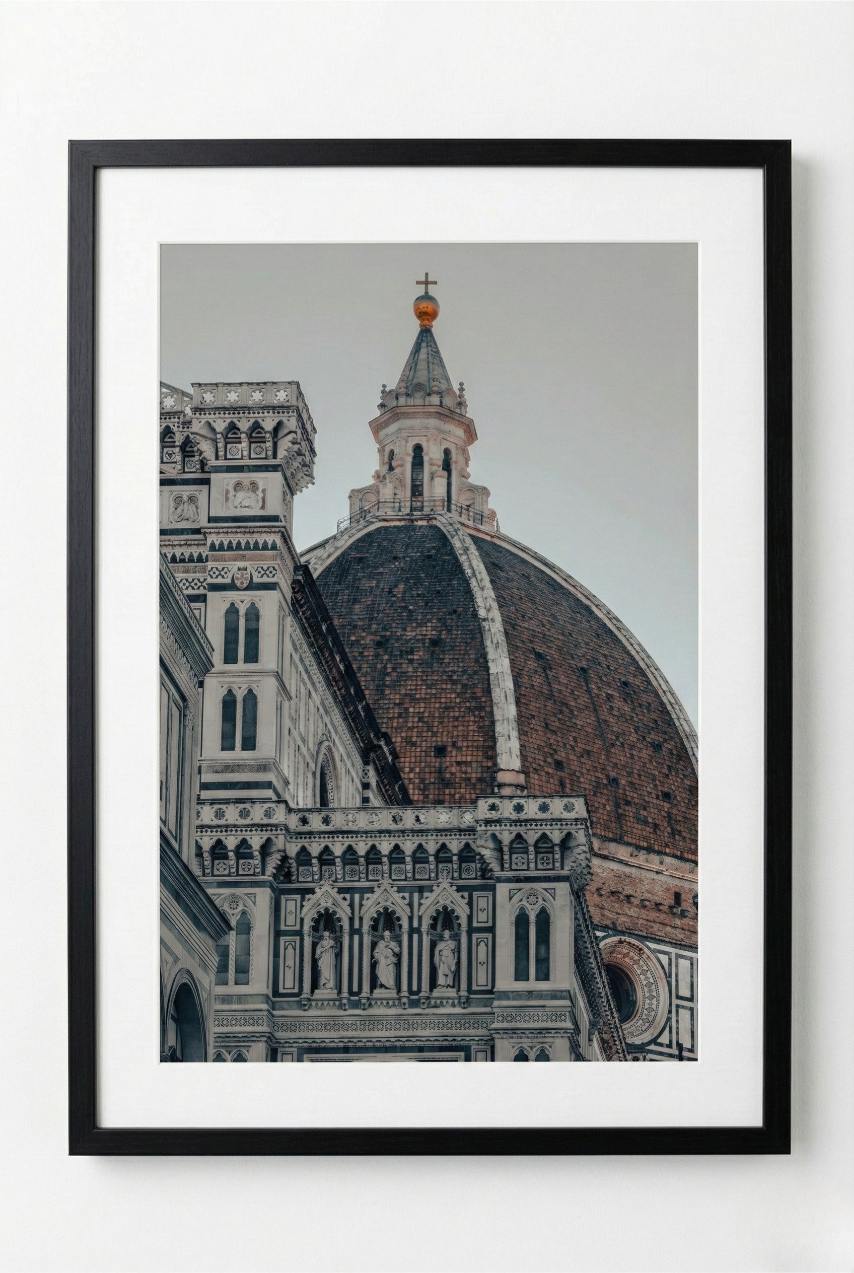 Framed photograph of a cathedral dome with intricate architectural details.