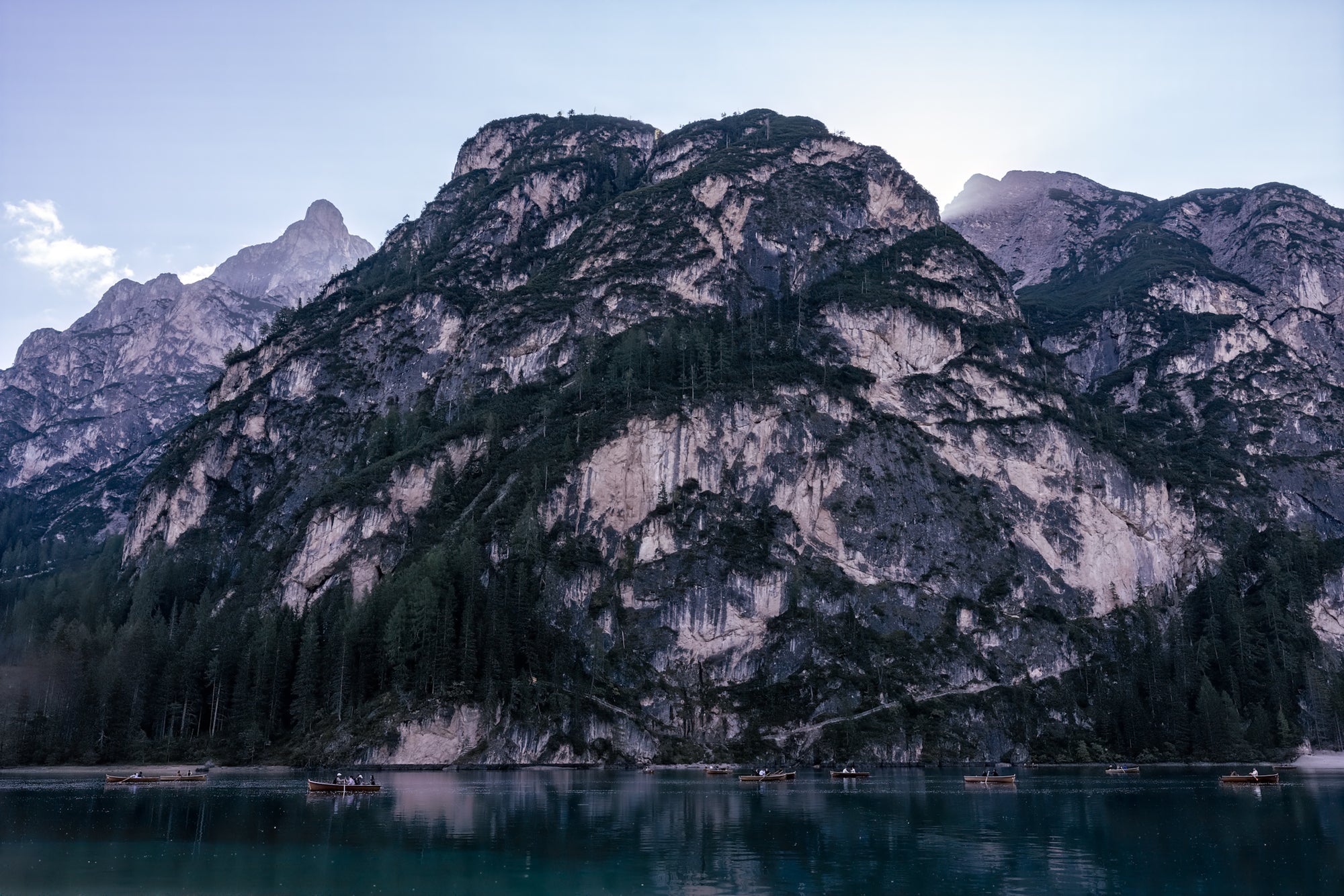 Mountain range with a lake at the base