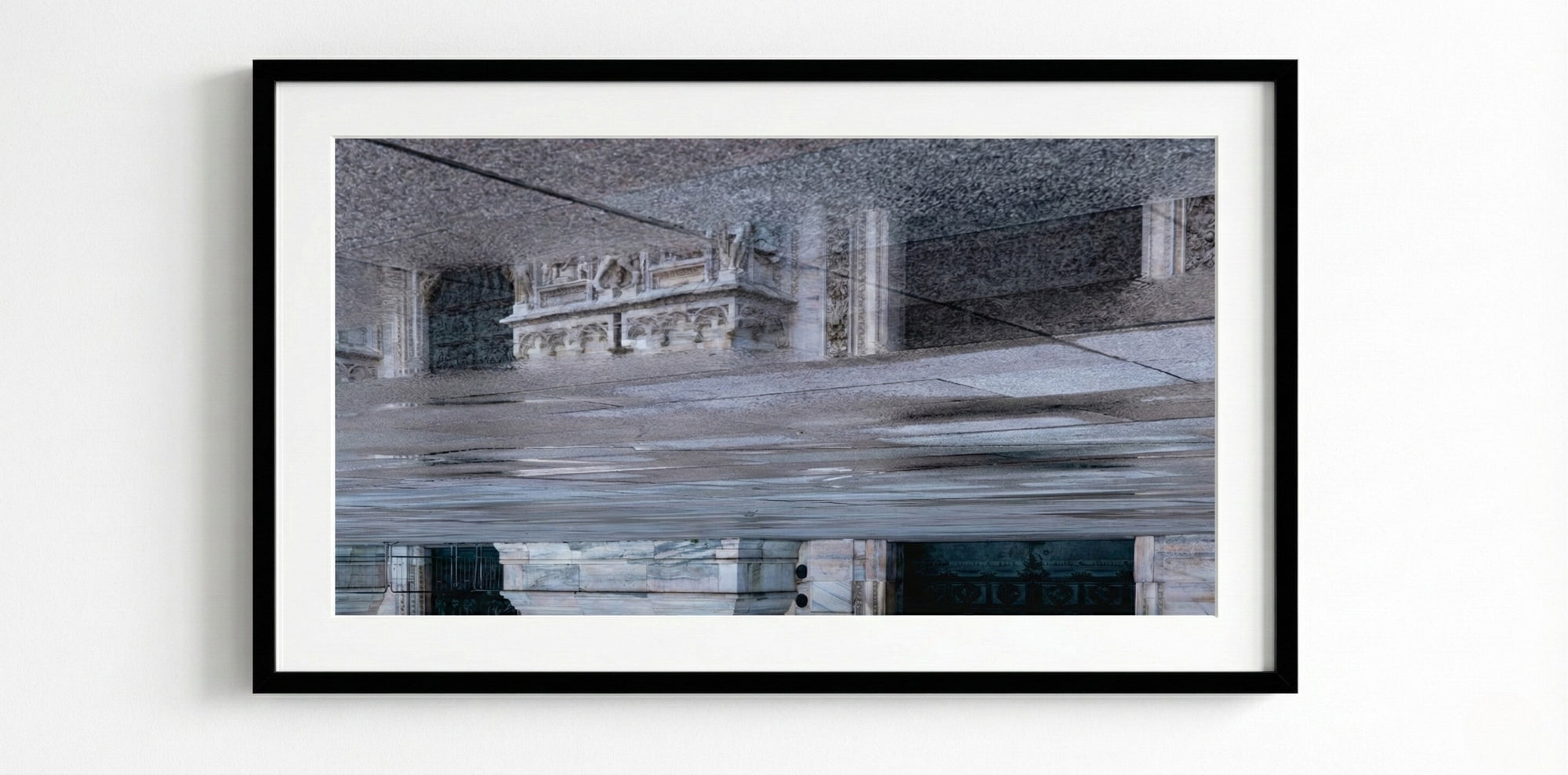 Framed artwork of a architecture with reflective surface